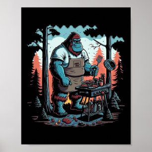 Bigfoot Chef Grill BBQ Master Byrbecue Poster