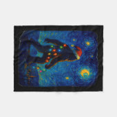 Bigfoot Christmas Sasquatch Santa Hat Starry Night Fleece Deken (Voorkant (Horizontaal))