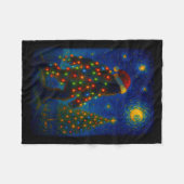 Bigfoot Christmas Sasquatch Santa Hat Starry Night Fleece Deken (Voorkant (Horizontaal))