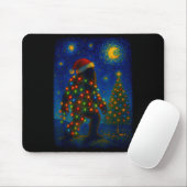 Bigfoot Christmas Sasquatch Santa Hat Starry Night Muismat (Met muis)