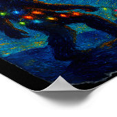 Bigfoot Christmas Sasquatch Santa Hat Starry Night Poster (Hoek)