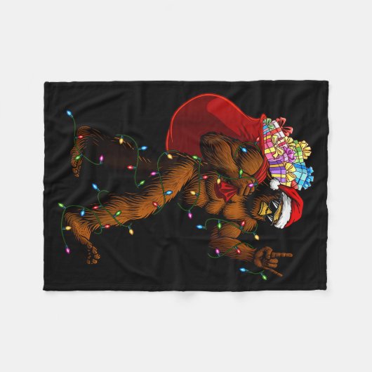 Bigfoot Christmas Shirts Boys Men Xmas Tree Lights Fleece Deken (Voorkant (Horizontaal))