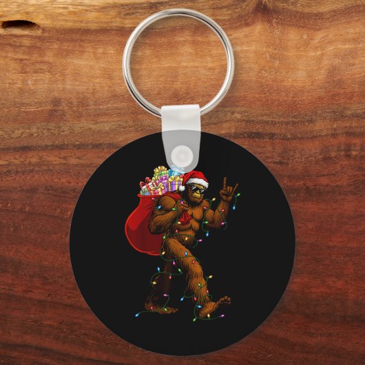 Bigfoot Christmas Shirts Boys Men Xmas Tree Lights Sleutelhanger (Voorkant)