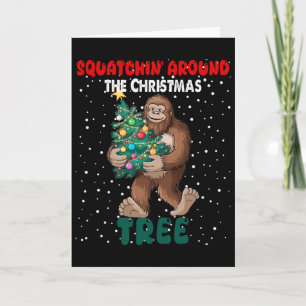 Bigfoot Christmas Squatchin' Rond de Kerst Kaart