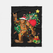 Bigfoot Christmas Tree Lights Xmas Boys Men Sasqua Fleece Deken (Voorkant)