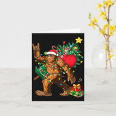 Bigfoot Christmas Tree Lights Xmas Boys Men Sasqua Kaart (Gele Bloem)