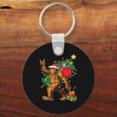 Bigfoot Christmas Tree Lights Xmas Boys Men Sasqua Sleutelhanger (Voorkant)