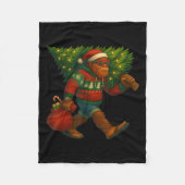 Bigfoot Christmas Tree Lights Xmas Sasquatch Boys Fleece Deken (Voorkant)