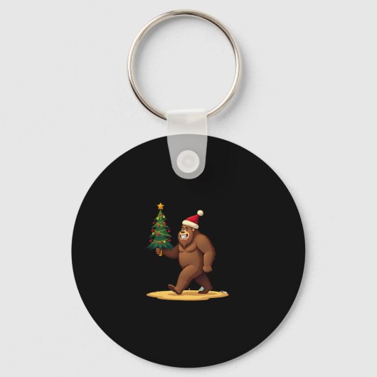 Bigfoot Christmas Tree Santa Hat (1) Sleutelhanger (Voorkant)