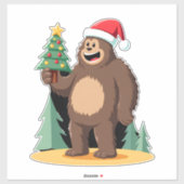 Bigfoot Christmas Tree Santa Hat (1) Sticker (Vel)