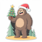Bigfoot Christmas Tree Santa Hat (1) Sticker (Voorkant)