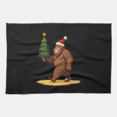 Bigfoot Christmas Tree Santa Hat (1) Theedoek (Horizontaal)