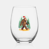 Bigfoot Christmas Tree Santa Hat (1) Wijnglas Zonder Voet (Voorkant)