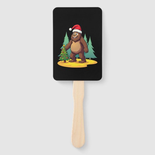 Bigfoot Christmas Tree Santa Hat (2) Handwaaier (Voorkant)