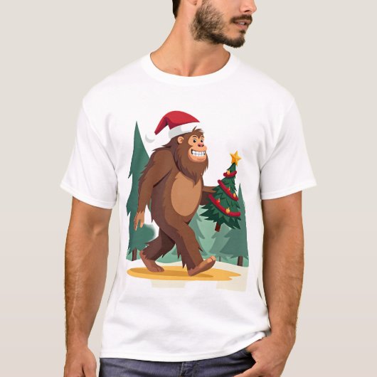 Bigfoot Christmas Tree Santa Hat (2) T-shirt (Voorkant)