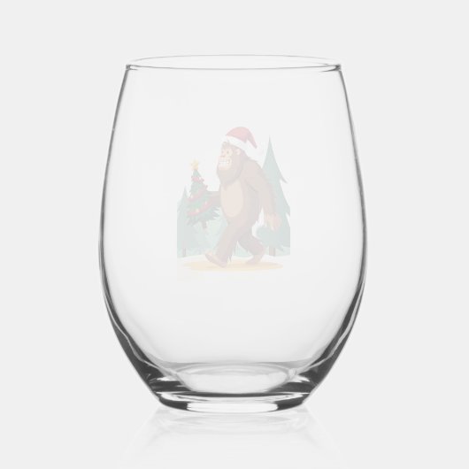 Bigfoot Christmas Tree Santa Hat (2) Wijnglas Zonder Voet (Achterkant)
