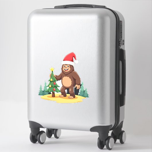 Bigfoot Christmas Tree Santa Hat (3) Sticker (Koffer)