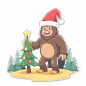 Bigfoot Christmas Tree Santa Hat (3) Sticker (Voorkant)