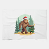 Bigfoot Christmas Tree Santa Hat (3) Theedoek (Horizontaal)