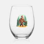 Bigfoot Christmas Tree Santa Hat (3) Wijnglas Zonder Voet (Voorkant)