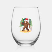Bigfoot Christmas Tree Santa Hat (4) Wijnglas Zonder Voet (Voorkant)