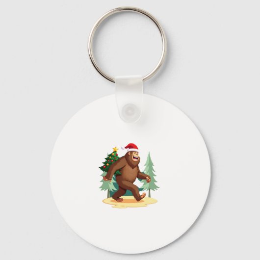 Bigfoot Christmas Tree Santa Hat (5) Sleutelhanger (Voorkant)