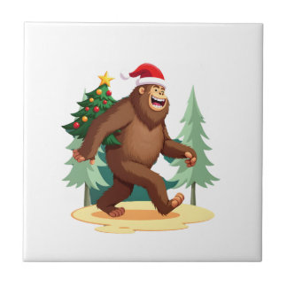 Bigfoot Christmas Tree Santa Hat (5) Tegeltje