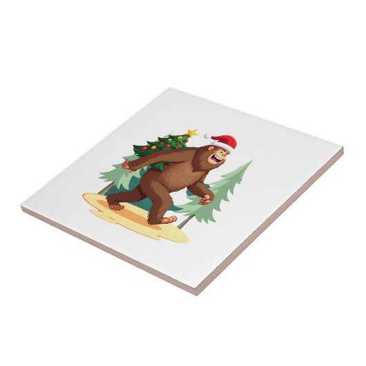 Bigfoot Christmas Tree Santa Hat (5) Tegeltje (Zijkant)