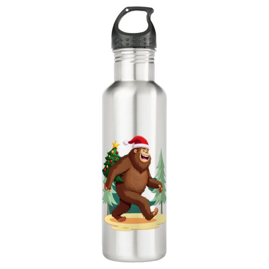 Bigfoot Christmas Tree Santa Hat (5) Waterfles (Voorkant)