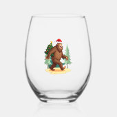 Bigfoot Christmas Tree Santa Hat (5) Wijnglas Zonder Voet (Voorkant)