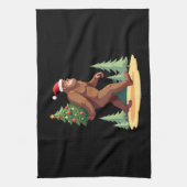 Bigfoot Christmas Tree Santa Hat Theedoek (Verticaal)