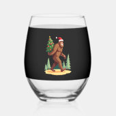 Bigfoot Christmas Tree Santa Hat Wijnglas Zonder Voet (Voorkant)