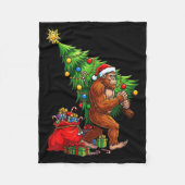 Bigfoot Christmas Tree Xmas Lights Funny Sasquatch Fleece Deken (Voorkant)