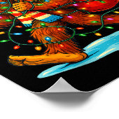 Bigfoot Christmas Tree Xmas Sasquatch Funny Lights Poster (Hoek)