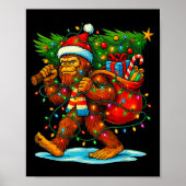 Bigfoot Christmas Tree Xmas Sasquatch Funny Lights Poster (Voorkant)