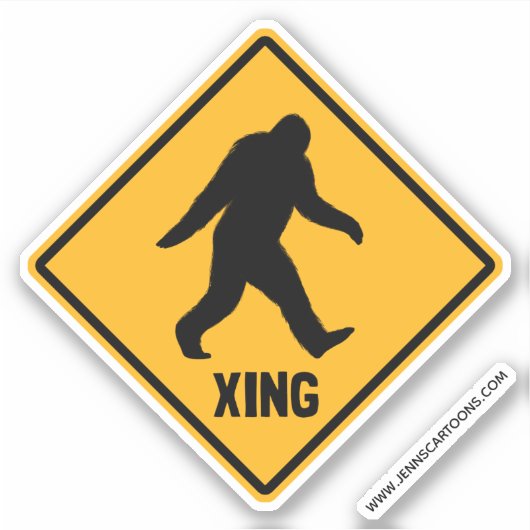 Bigfoot Crossing Sasquach Road Xing Silhouette Sticker (Voorkant)