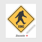 Bigfoot Crossing Sasquach Road Xing Silhouette Sticker (Vel)