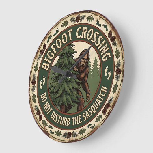 Bigfoot Crossing Sasquatch Rustic Grote Klok (Hoek)