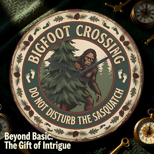 Bigfoot Crossing Sasquatch Rustic Grote Klok