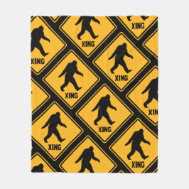Bigfoot Crossing Signs Pattern Sasquatch Squatchy Fleece Deken
