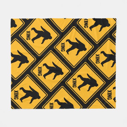 Bigfoot Crossing Signs Pattern Sasquatch Squatchy Fleece Deken (Voorkant (Horizontaal))