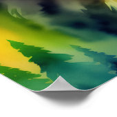 Bigfoot Cryptid Kleurrijke Waterverf Kunst Poster (Hoek)