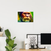 Bigfoot Cryptid Kleurrijke Waterverf Kunst Poster (Thuiskantoor)