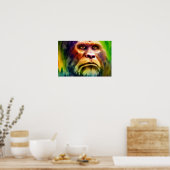 Bigfoot Cryptid Kleurrijke Waterverf Kunst Poster (Keuken)