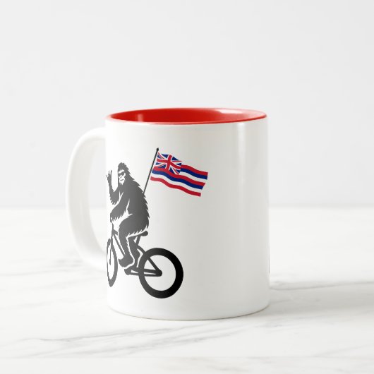 Bigfoot Cycling Hawaii Flag Tweekleurige Koffiemok (Voorkant links)