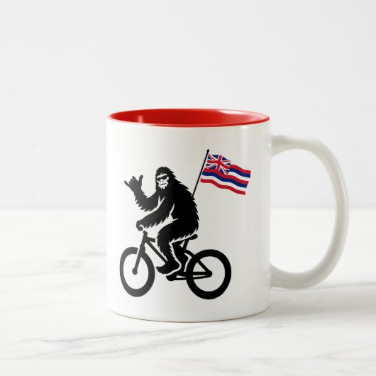 Bigfoot Cycling Hawaii Flag Tweekleurige Koffiemok (Rechts)
