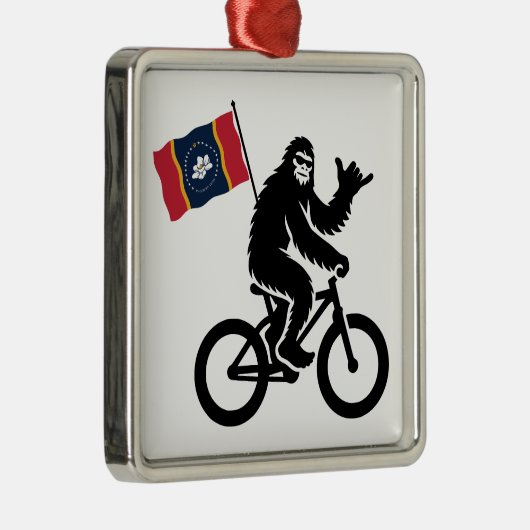 Bigfoot Cycling Mississippi Flag Metalen Ornament (Rechts)