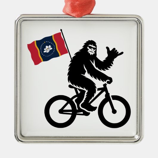 Bigfoot Cycling Mississippi Flag Metalen Ornament (Voorkant)