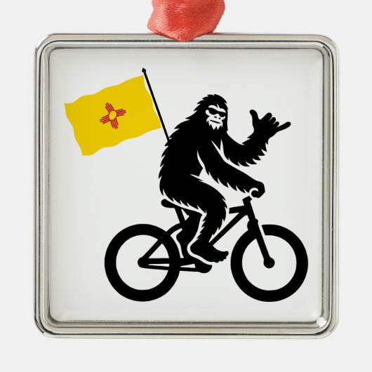 Bigfoot Cycling New Mexico Flag Metalen Ornament (Voorkant)