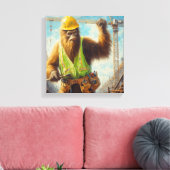 Bigfoot de bouwvakker canvas afdruk (Insitu (Woonkamer))